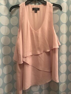 Karen Kane Blush Pink Layered V-Neck Sleeveless Camisole